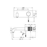 Opal Wall Basin/Bath Mixer - Nero 185mm Brushed Bronze