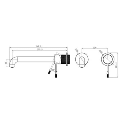 Opal Wall Basin/Bath Mixer Separate Back Plate - Nero 260mm Brushed Bronze
