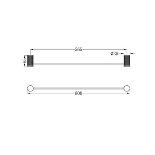 Opal Single Towel Rail - Nero 600mm Graphite