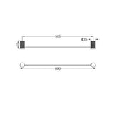 Opal Single Towel Rail - Nero 600mm Graphite