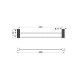 Opal Double Towel Rail - Nero 600mm Graphite
