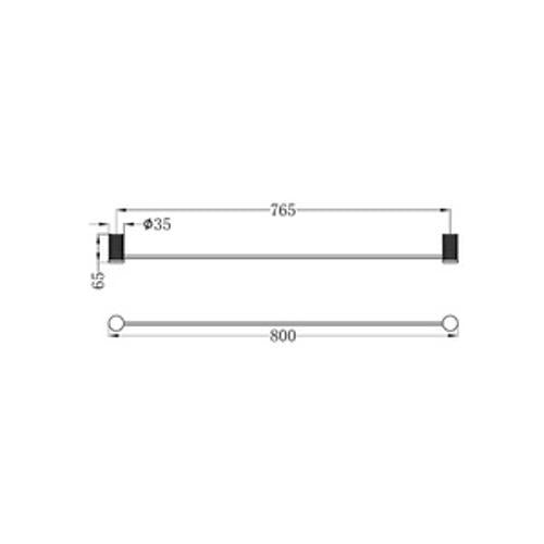 Opal Single Towel Rail - Nero 800mm Brushed Nickel