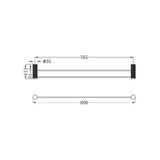 Opal Double Towel Rail - Nero 800mm Brushed Nickel