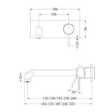 Mecca Wall Basin/Bath Mixer - Nero 230mm Trim Kit Brushed Nickel