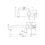 Mecca Wall Basin/Bath Mixer - Nero 230mm Brushed Gold