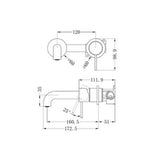 Mecca Wall Basin/Bath Mixer Separate Back Plate - Nero 160mm Brushed Nickel