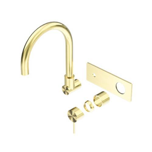 Mecca Wall Basin/Bath Mixer Swivel Spout Trim Kit Brushed Gold - Nero