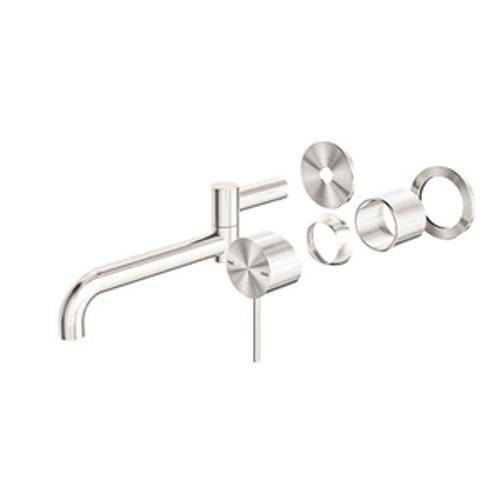 Mecca Wall Basin/Bath Mixer Swivel Spout - Nero 225mm Trim Kit Brushed Nickel