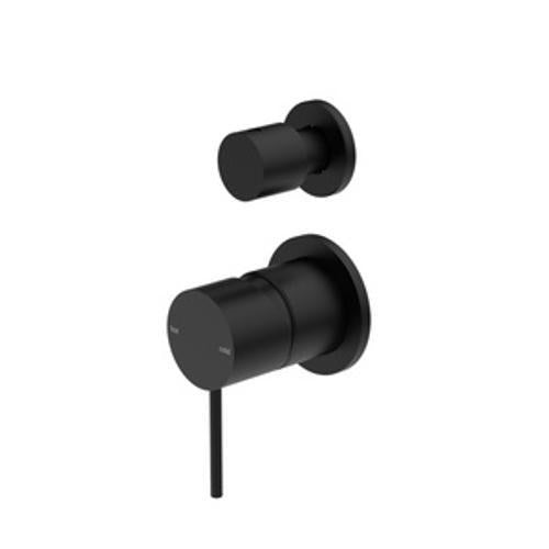 Mecca Shower Mixer With Diverter Separate Back Plate Matte Black - Nero