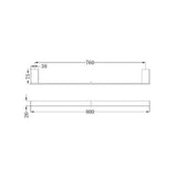 Celia Single Towel Rail - Nero 800mm Matte Black
