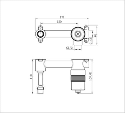 Premium 35mm Universal Wall Basin & Bath Mixer Body - Nero