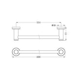 Classic Single Towel Rail - Nero 600mm Matte Black