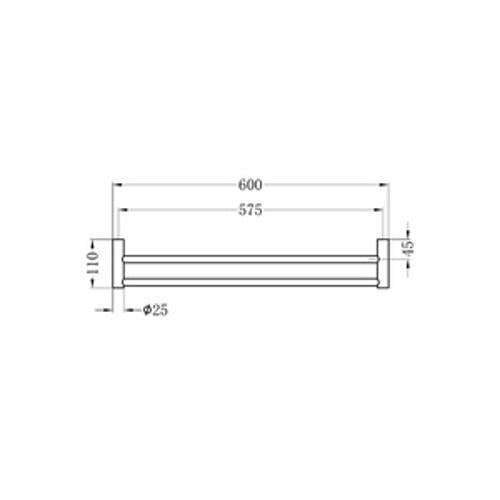 Mecca New Double Towel Rail - Nero 600mm Brushed Gold