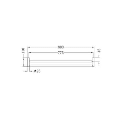 Mecca New Double Towel Rail - Nero 800mm Brushed Gold