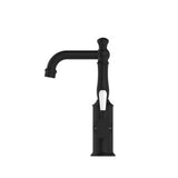 York Basin Mixer Matte Black With White Porcelain Lever - Nero