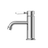 York Straight Basin Mixer Chrome With White Porcelain Lever - Nero