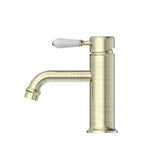 York Straight Basin Mixer Aged Brass With White Porcelain Lever - Nero