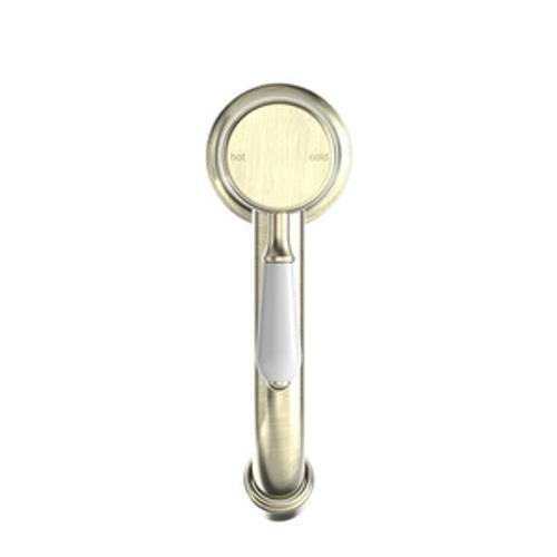 York Straight Basin Mixer Aged Brass With White Porcelain Lever - Nero