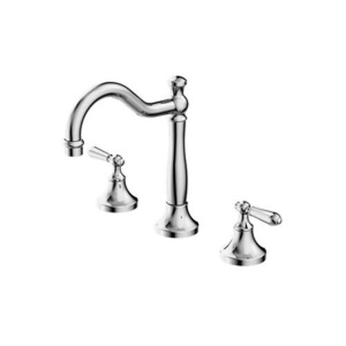 York Basin Tap Set Chrome With Metal Lever - Nero