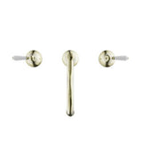 York Basin Tap Set White Porcelain Lever Aged Brass - Nero