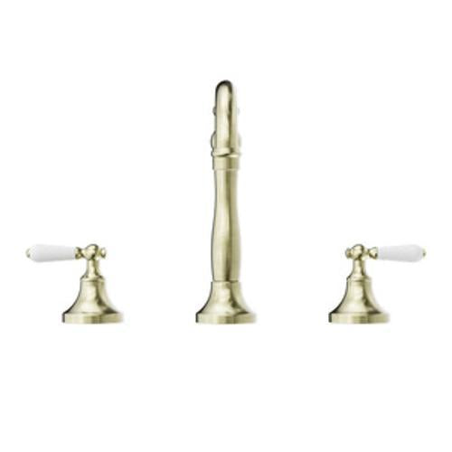 York Basin Tap Set White Porcelain Lever Aged Brass - Nero