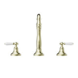 York Basin Tap Set White Porcelain Lever Aged Brass - Nero