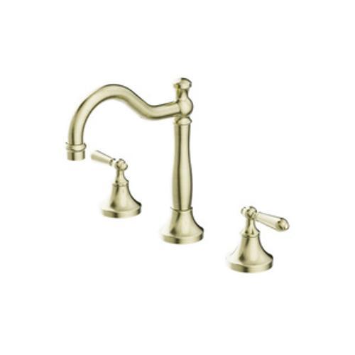 York Basin Tap Set With Metal Lever Aged Brass - Nero