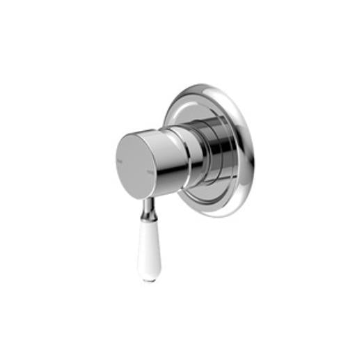 York Shower Mixer With White Porcelain Lever Chrome - Nero