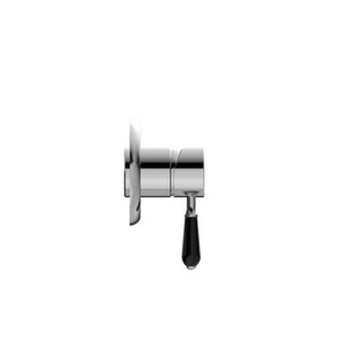York Shower Mixer With Black Porcelain Lever Chrome - Nero