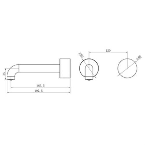 Opal Progressive Wall Basin Set - Nero 185mm Trim Kit Brushed Bronze
