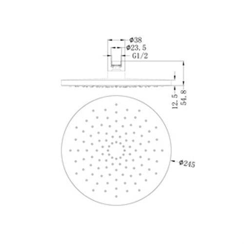 250mm ABS Round Shower Head Brushed Nickel - Nero