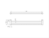 Mecca Care 25mm Double Towel Grab Rail 900mm Matte Black - Nero