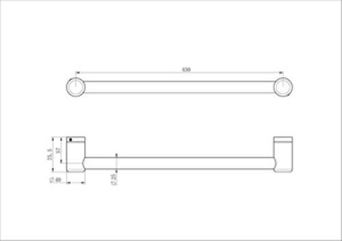 Mecca Care 25mm Grab Rail 450mm Matte Black - Nero