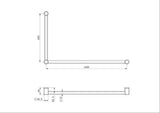 Mecca Care 32mm DDA Grab Rail Set 90 Degree 600 x 1000mm Brushed Bronze - Nero