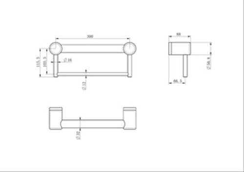 Mecca Care 32mm Grab Rail With Towel Holder 300mm Brushed Bronze - Nero