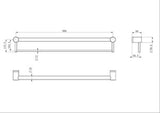 Mecca Care 32mm Grab Rail With Towel Holder 900mm Brushed Nickel - Nero