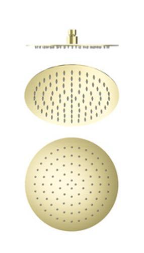 250mm Round Stainless Steel Shower Head 4 Star Rating Brushed Gold - Nero