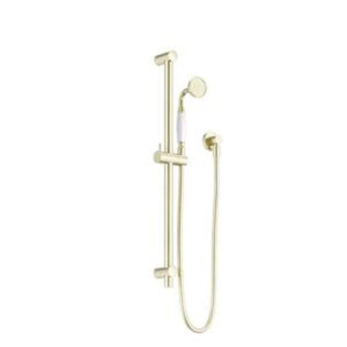 York Shower Rail Aged Brass With White Porcelain Hand Shower - Nero