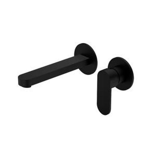 Ecco Wall Basin Bath Mixer Matte Black Separate Back Plate - Nero