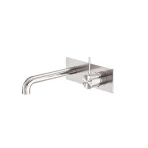 Mecca Wall Basin Bath Mixer Brushed Nickel Handle Up - Nero 230mm