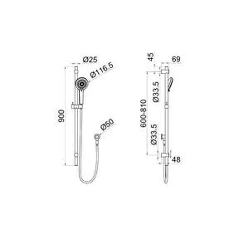 Elgin Rail Shower Brushed Nickel - Nero