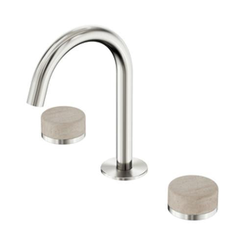 Serenity Basin Set Arc Spout With Rome Travertine Handle Brushed Nickel - Nero