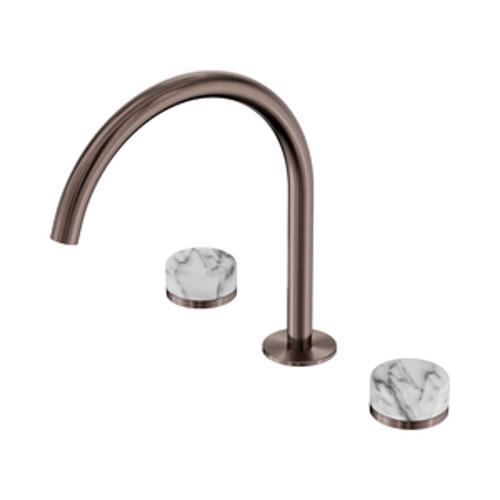 Serenity Bath/Kitchen Set Arc Spout With Arabescato Corchia Handle Brushed