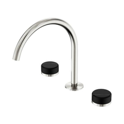 Serenity Bath/Kitchen Set Arc Spout With Marquina Black Handle Brushed Nickel