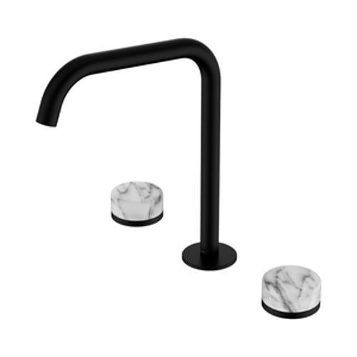 Serenity Bath/Kitchen Set Edge Spout With Arabescato Corchia Handle Matte Black