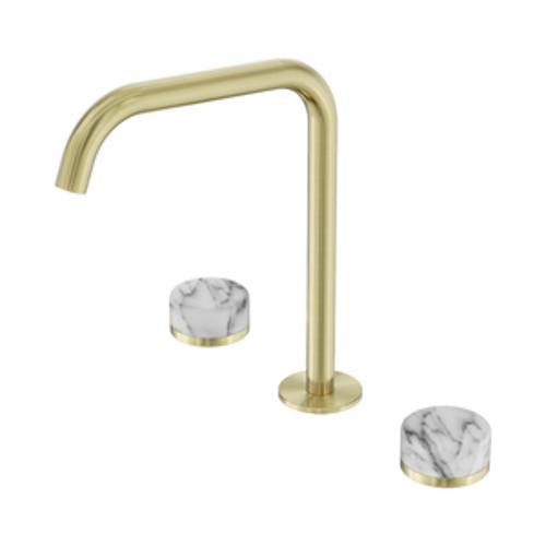 Serenity Bath/Kitchen Set Edge Spout With Arabescato Corchia Handle Brushed Gold