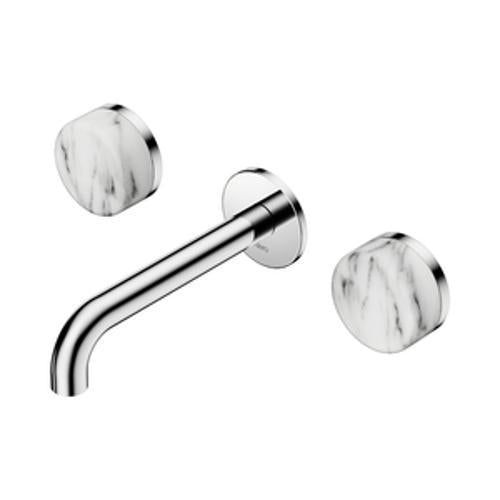 Serenity Wall Basin Set - Nero 160mm Spout With Arabescato Corchia Handle Chrome