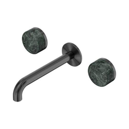 Serenity Wall Basin Set - Nero 185mm Spout With Verde Alpi Handle Gun Metal