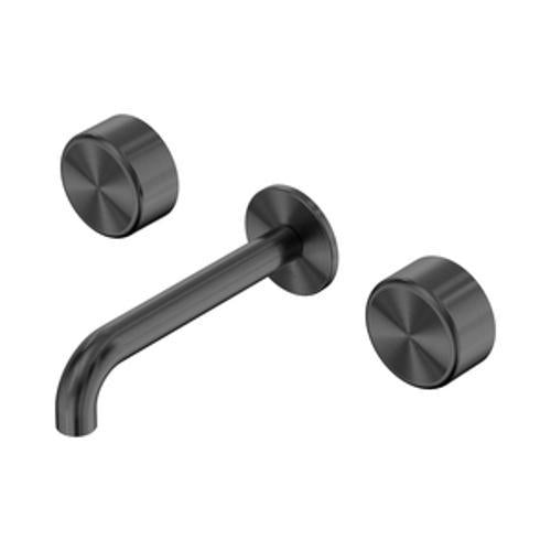 Serenity Wall Basin Set - Nero 185mm Spout With Metal Handle Gun Metal