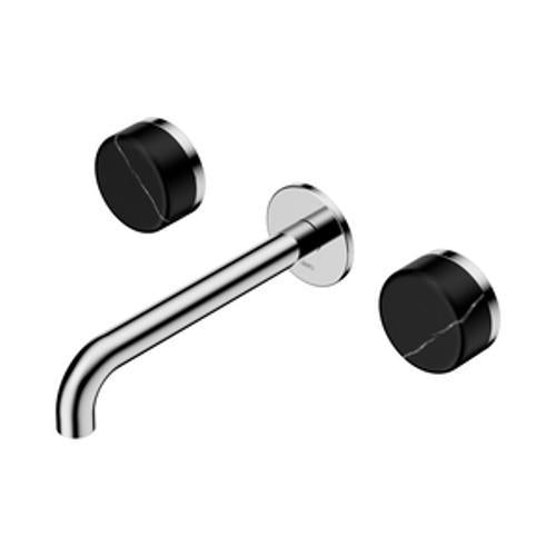 Serenity Wall Basin Set - Nero 185mm Spout With Marquina Black Handle Chrome